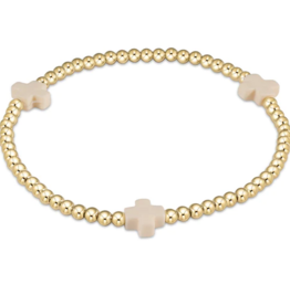 ENEWTON DESIGN Signature Cross Gold Pattern 3mm Bead Bracelet - Off White