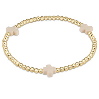 ENEWTON DESIGN Signature Cross Gold Pattern 3mm Bead Bracelet - Off White