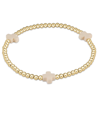 ENEWTON DESIGN Signature Cross Gold Pattern 3mm Bead Bracelet - Off White