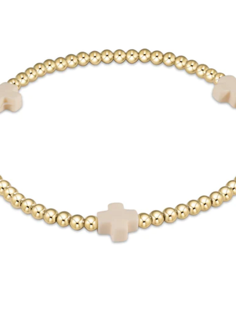 ENEWTON DESIGN Signature Cross Gold Pattern 3mm Bead Bracelet - Off White