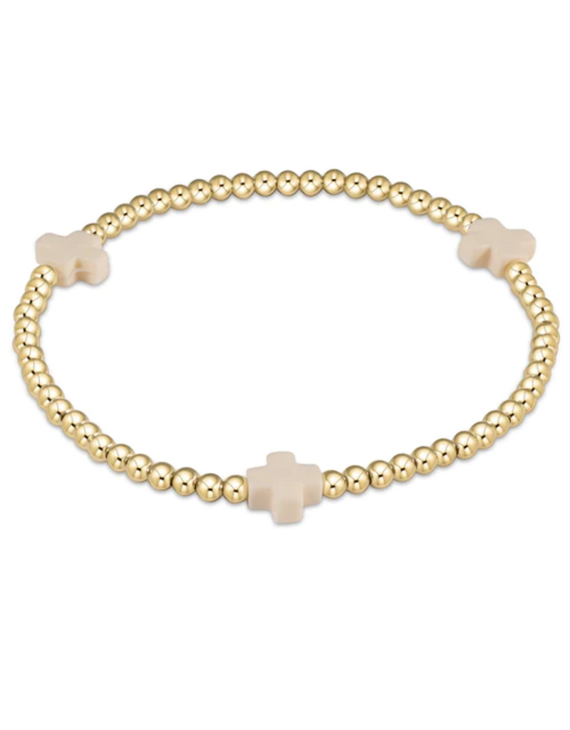 ENEWTON DESIGN Signature Cross Gold Pattern 3mm Bead Bracelet - Off White