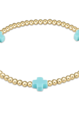 ENEWTON DESIGN Signature Cross Gold Pattern 3mm Bead Bracelet - Turquoise