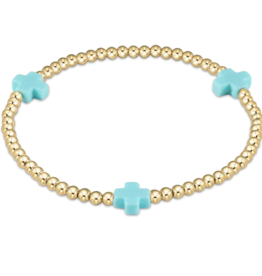 ENEWTON DESIGN Signature Cross Gold Pattern 3mm Bead Bracelet - Turquoise