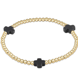 ENEWTON DESIGN Signature Cross Gold Pattern 3mm Bead Bracelet - Charcoal