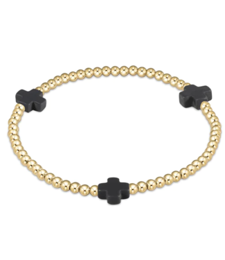 ENEWTON DESIGN Signature Cross Gold Pattern 3mm Bead Bracelet - Charcoal