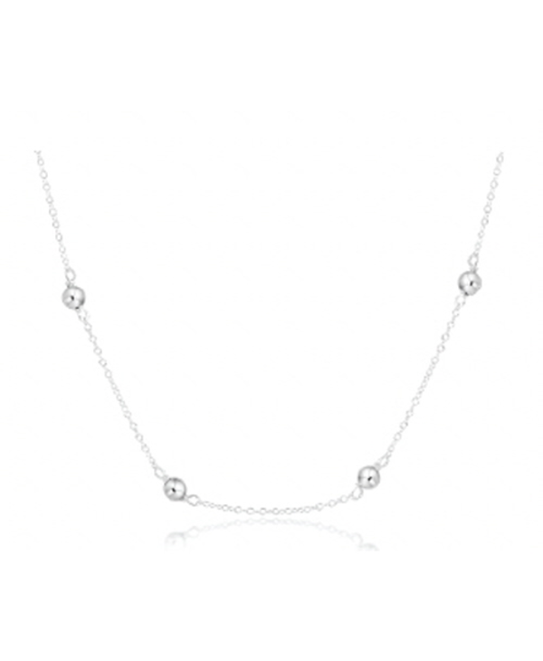 Simplicity 4mm Bead Chain 15" Necklace - Silver