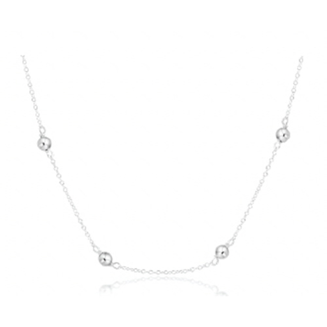 Simplicity 4mm Bead Chain 15" Necklace - Silver