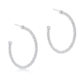 ENEWTON DESIGN Classic 2mm Beaded 1.25" Post Hoop Earrings - Silver