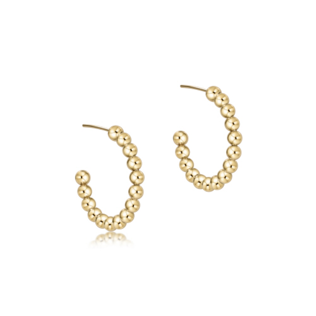 Classic 4mm Beaded 1.25" Post Hoop Earrings - Gold