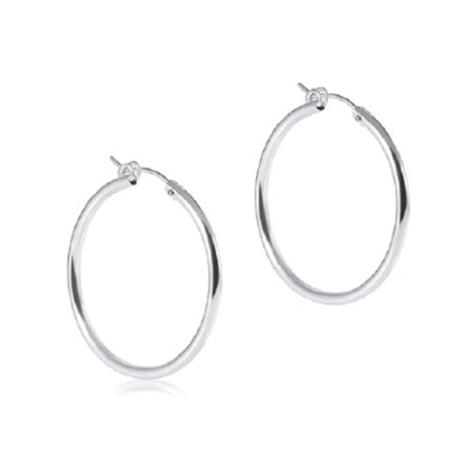 Smooth Round 1.25" Hoop Earring - Silver