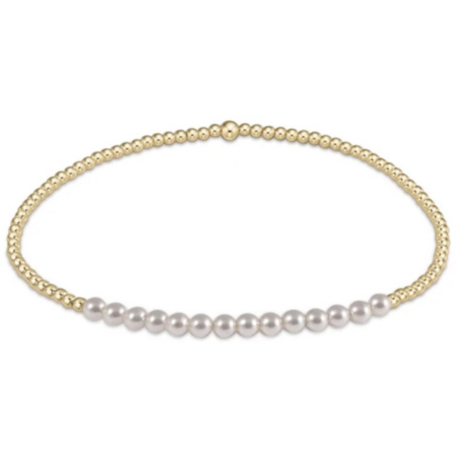 Bliss 2mm Bead Bracelet - Pearl/Gold