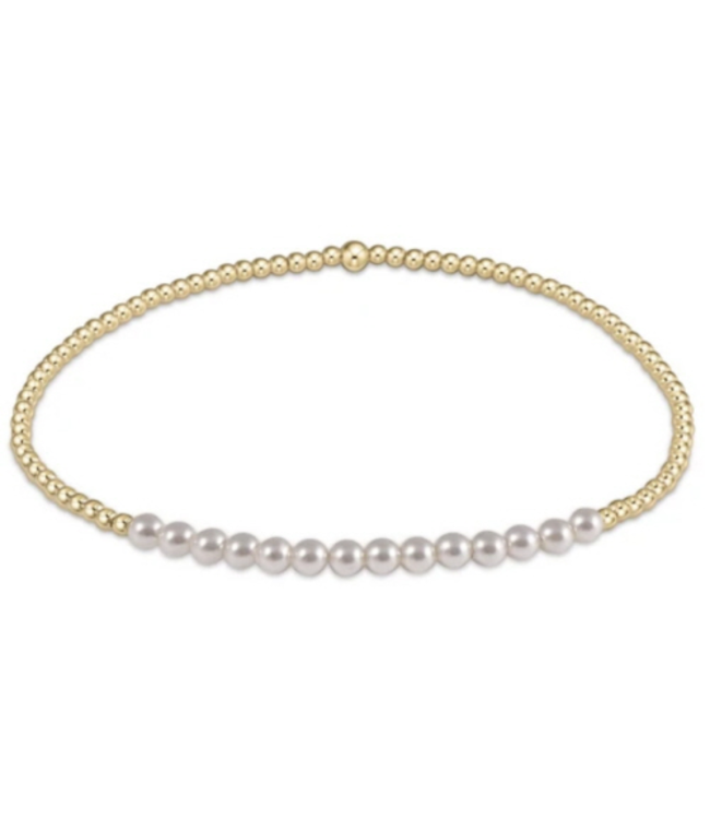 Bliss 2mm Bead Bracelet - Pearl/Gold