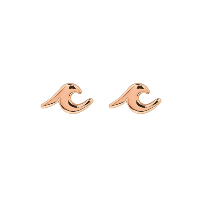 Wave Stud Earrings in Rose Gold