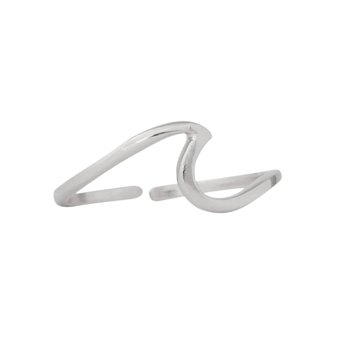 Pura Vida Ring Wave Toe Silver