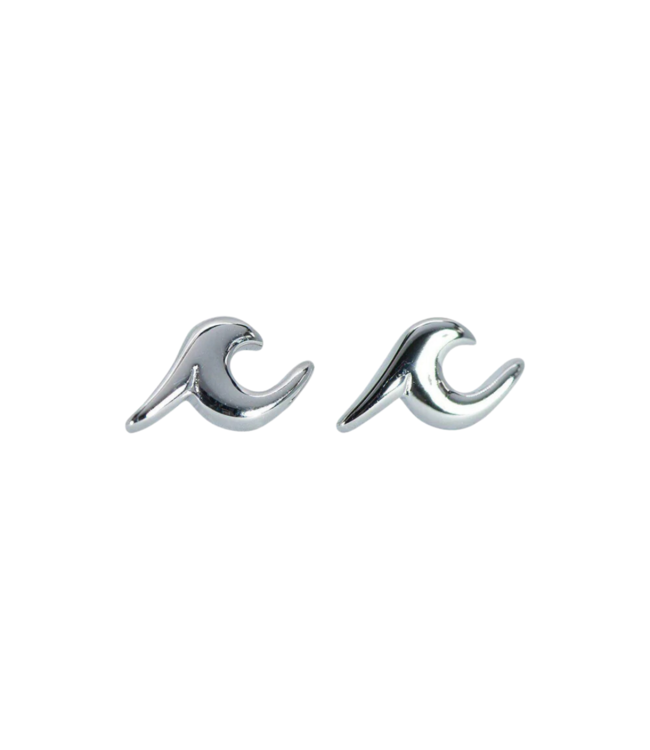 Wave Stud Earrings in Silver