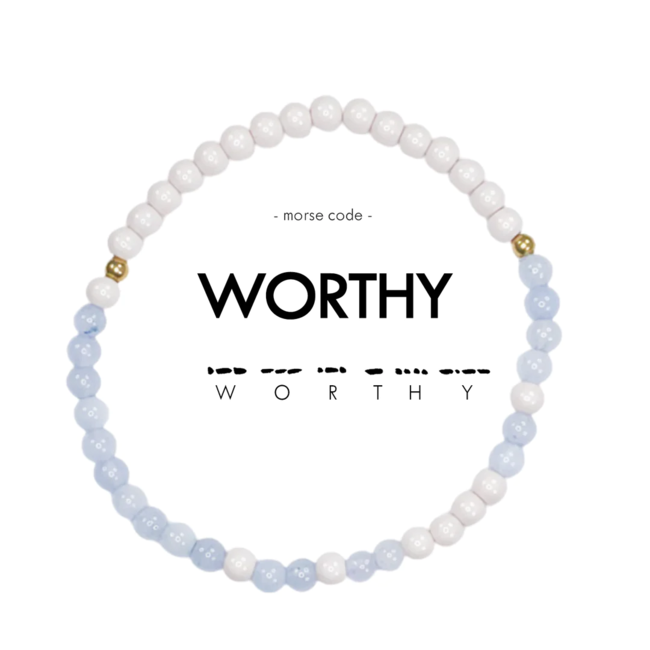 Worthy Morse Code Bracelet - Mother of Pearl & Cloudy Blue