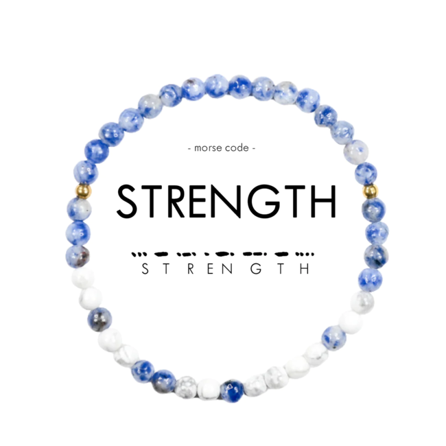 Strength Morse Code Bracelet - Howlite & Lapis