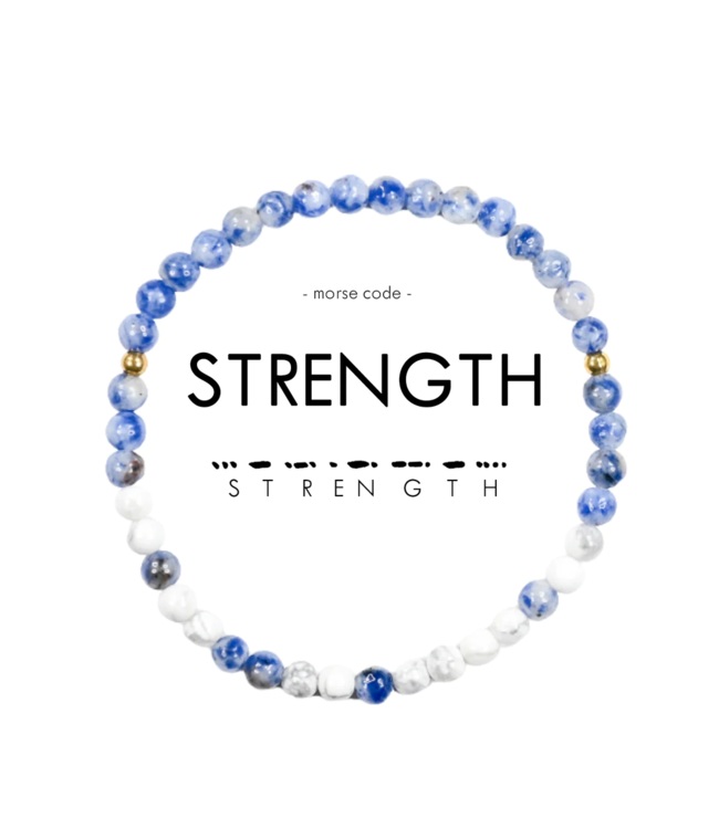 Strength Morse Code Bracelet - Howlite & Lapis
