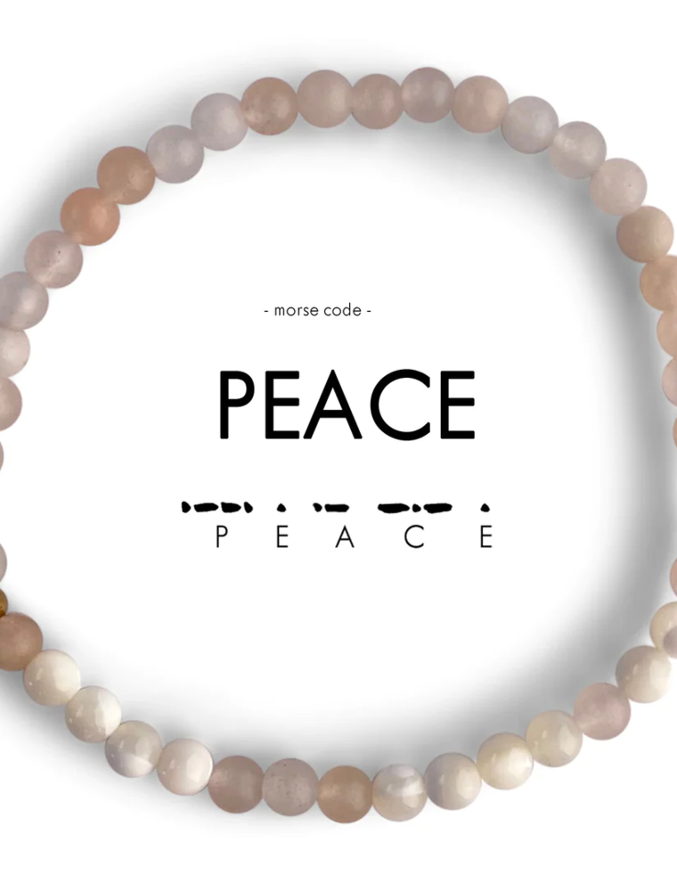 ETHIC GOODS Peace Morse Code Bracelet - Mother of Pearl & Pink Aventurine