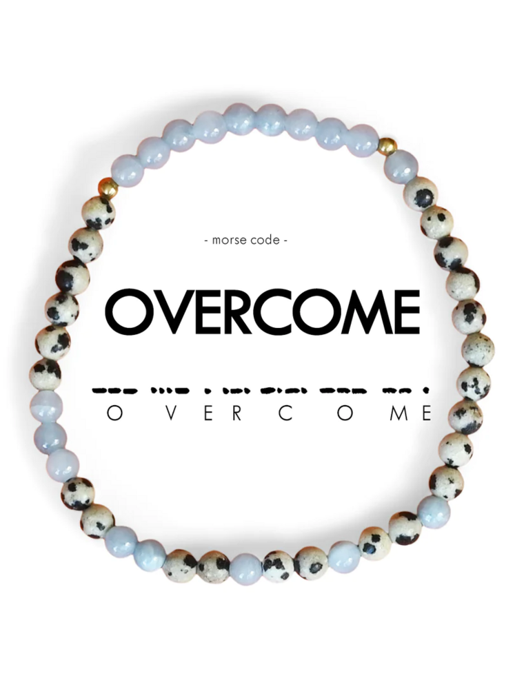 ETHIC GOODS Overcome Morse Code Bracelet - Dalmatian Jasper & Blue Sponge