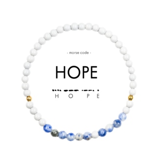 ETHIC GOODS Hope Morse Code Bracelet - Light Grey & Lapis