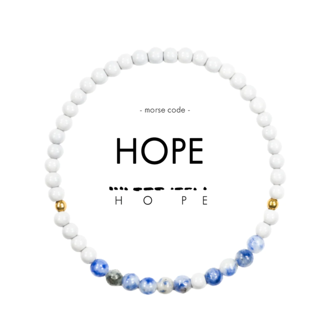 Hope Morse Code Bracelet - Light Grey & Lapis