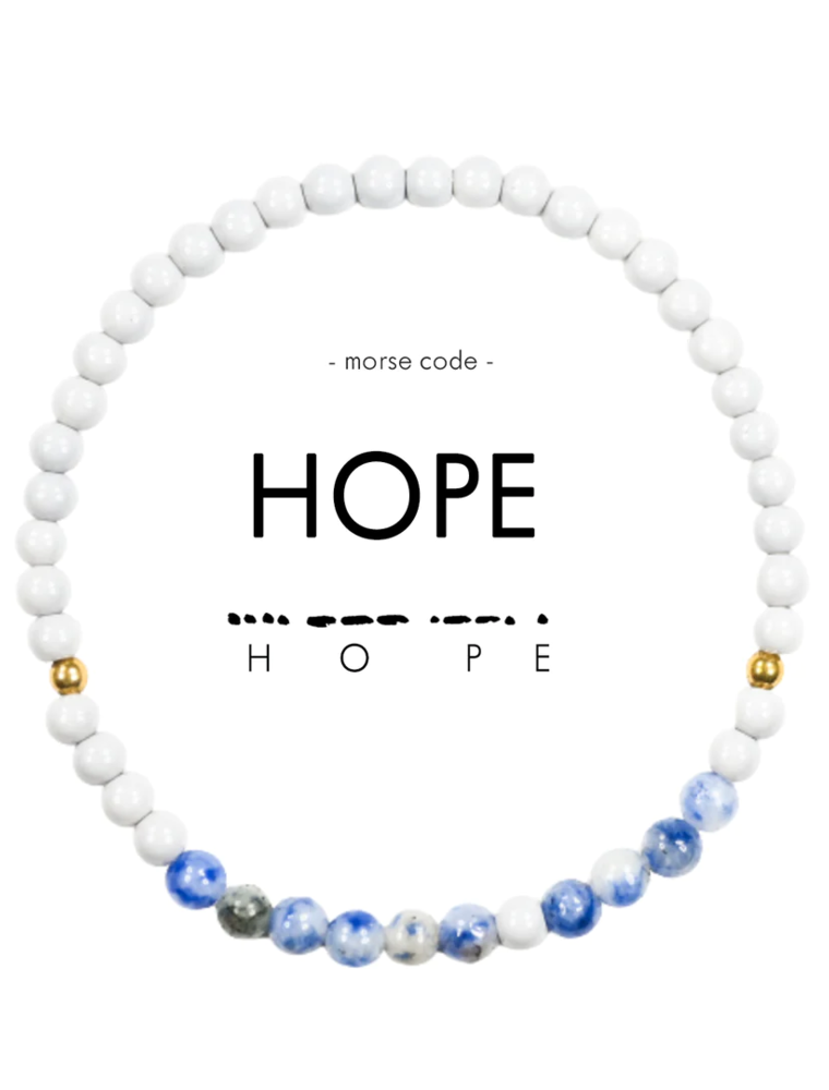 ETHIC GOODS Hope Morse Code Bracelet - Light Grey & Lapis