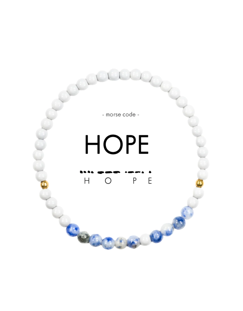 ETHIC GOODS Hope Morse Code Bracelet - Light Grey & Lapis
