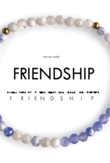 ETHIC GOODS Friendship Morse Code Bracelet - Mother of Pearl & Blue Lace Agate