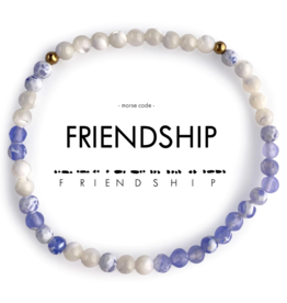 ETHIC GOODS Friendship Morse Code Bracelet - Mother of Pearl & Blue Lace Agate