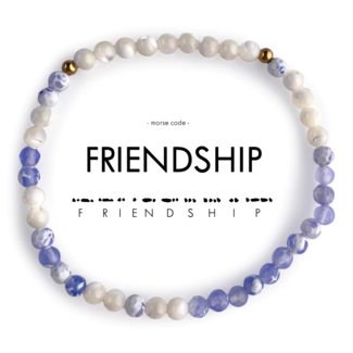ETHIC GOODS Friendship Morse Code Bracelet - Mother of Pearl & Blue Lace Agate