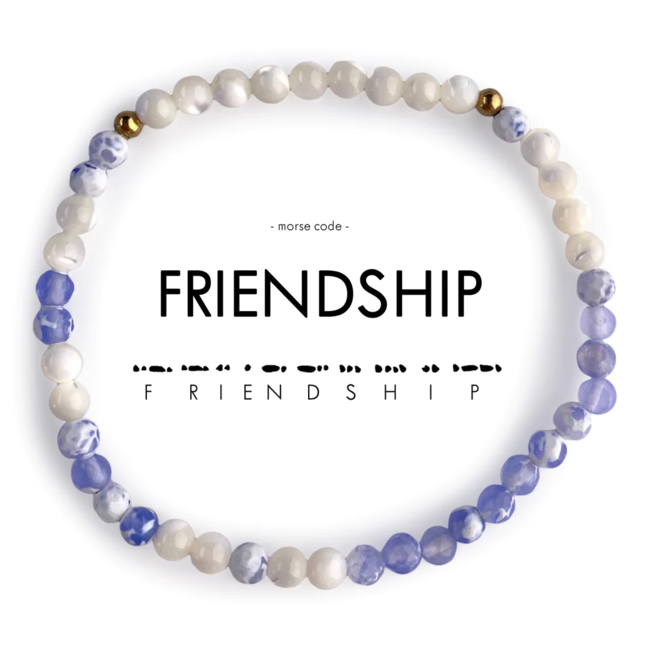 Friendship Morse Code Bracelet - Mother of Pearl & Blue Lace Agate