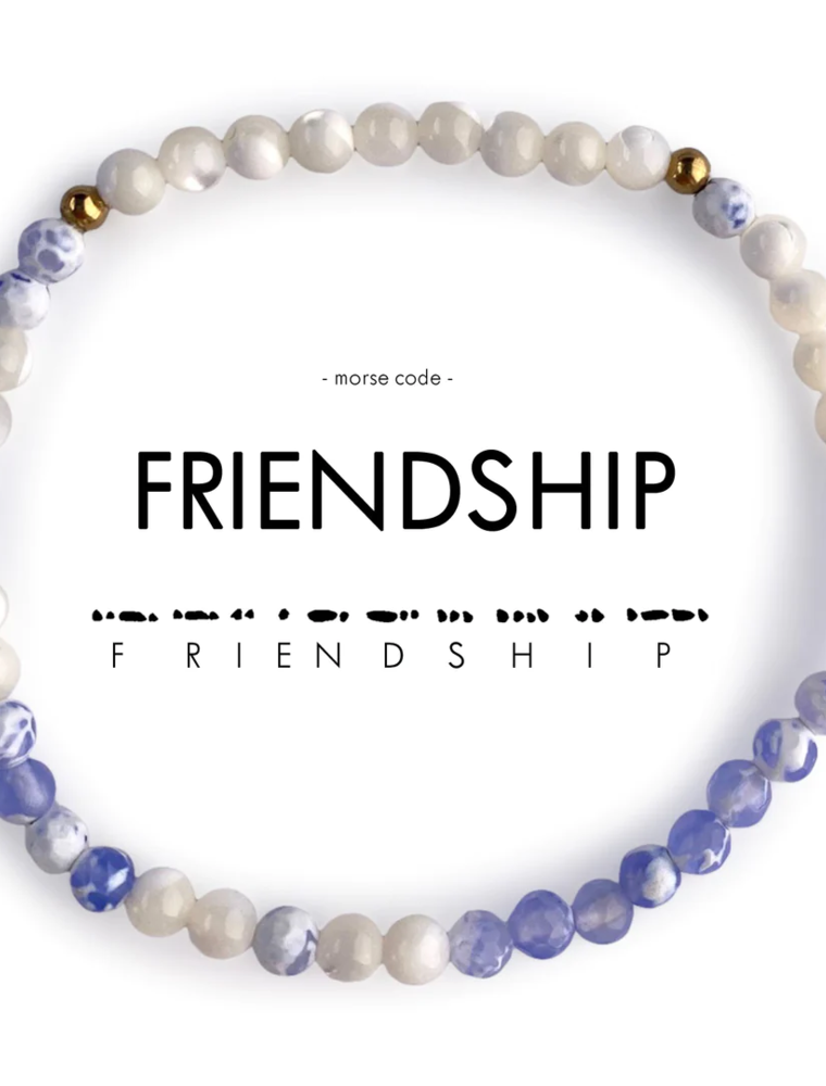 ETHIC GOODS Friendship Morse Code Bracelet - Mother of Pearl & Blue Lace Agate