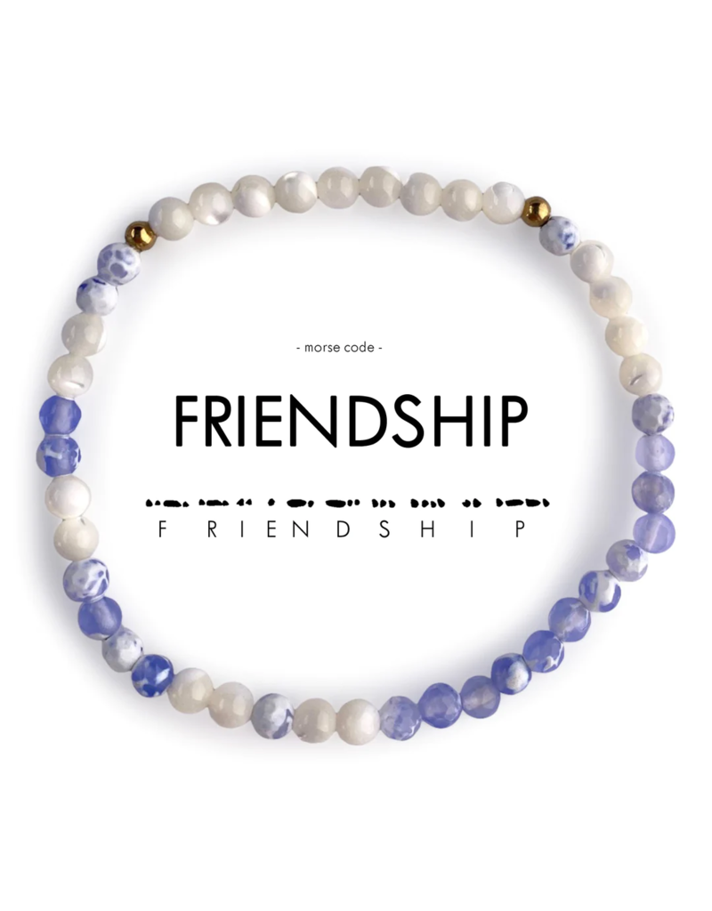 ETHIC GOODS Friendship Morse Code Bracelet - Mother of Pearl & Blue Lace Agate