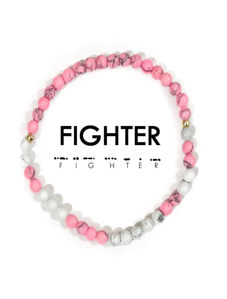 ETHIC GOODS Fighter Morse Code Bracelet - Pink Howlite & Howlite
