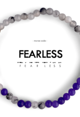 ETHIC GOODS Fearless Morse Code Bracelet - Rainbow Moonstone & Purple Jade