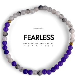 ETHIC GOODS Fearless Morse Code Bracelet - Rainbow Moonstone & Purple Jade