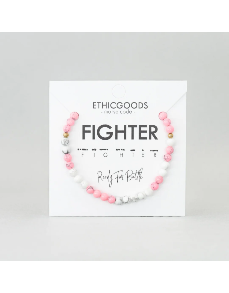 ETHIC GOODS Fighter Morse Code Bracelet - Pink Howlite & Howlite