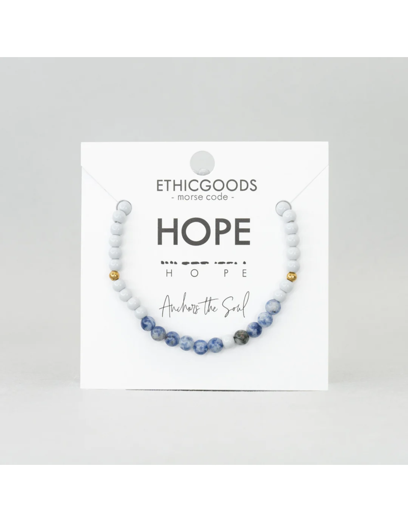 ETHIC GOODS Hope Morse Code Bracelet - Light Grey & Lapis