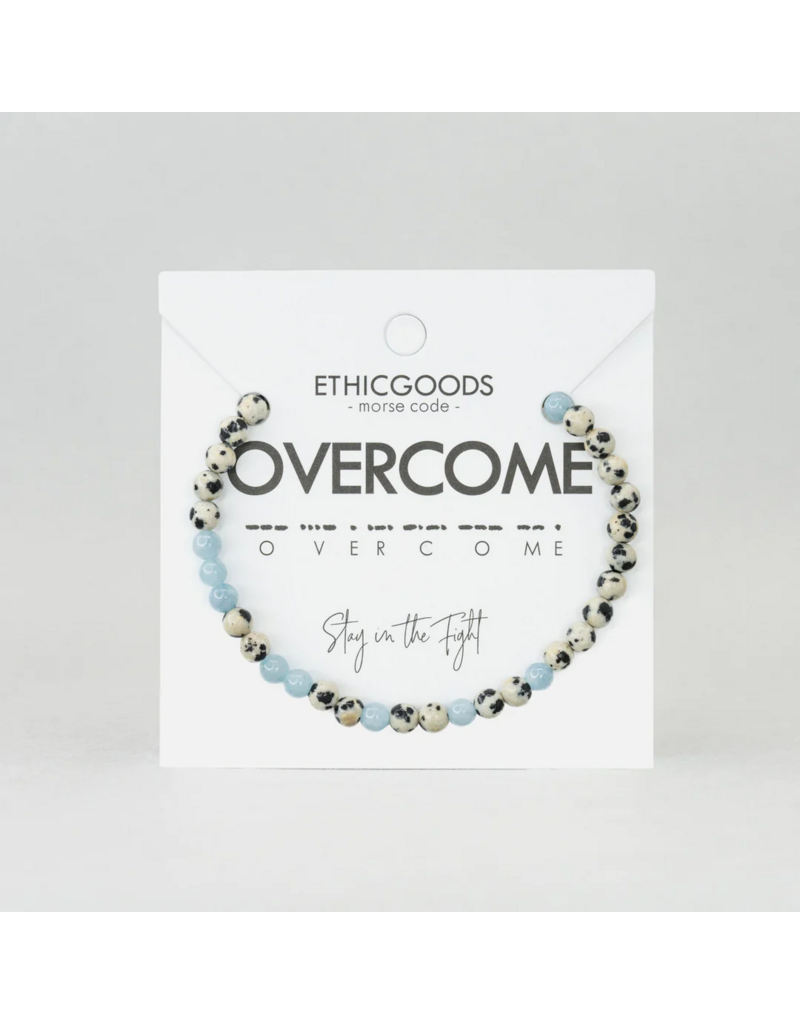 ETHIC GOODS Overcome Morse Code Bracelet - Dalmatian Jasper & Blue Sponge
