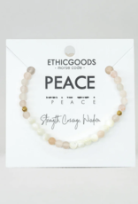 ETHIC GOODS Peace Morse Code Bracelet - Mother of Pearl & Pink Aventurine