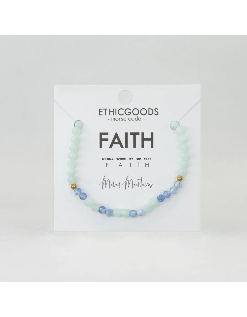 ETHIC GOODS Faith Morse Code Bracelet - Mint & Blue Lace Agate