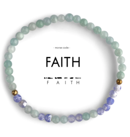 ETHIC GOODS Faith Morse Code Bracelet - Mint & Blue Lace Agate