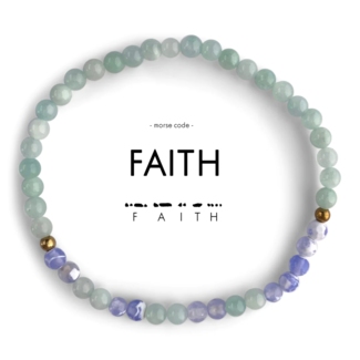ETHIC GOODS Faith Morse Code Bracelet - Mint & Blue Lace Agate