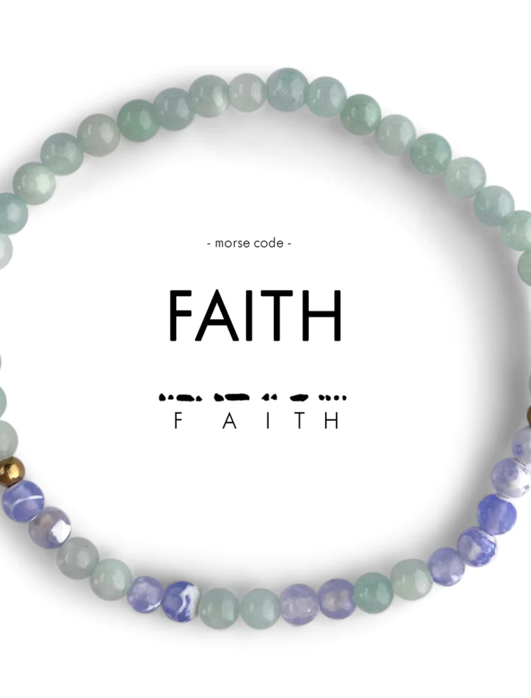 ETHIC GOODS Faith Morse Code Bracelet - Mint & Blue Lace Agate