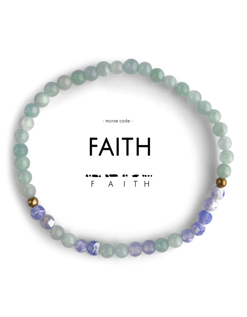 ETHIC GOODS Faith Morse Code Bracelet - Mint & Blue Lace Agate
