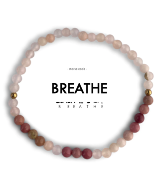 ETHIC GOODS Breathe Morse Code Bracelet - Mauve Quartz & Pink Aventurine