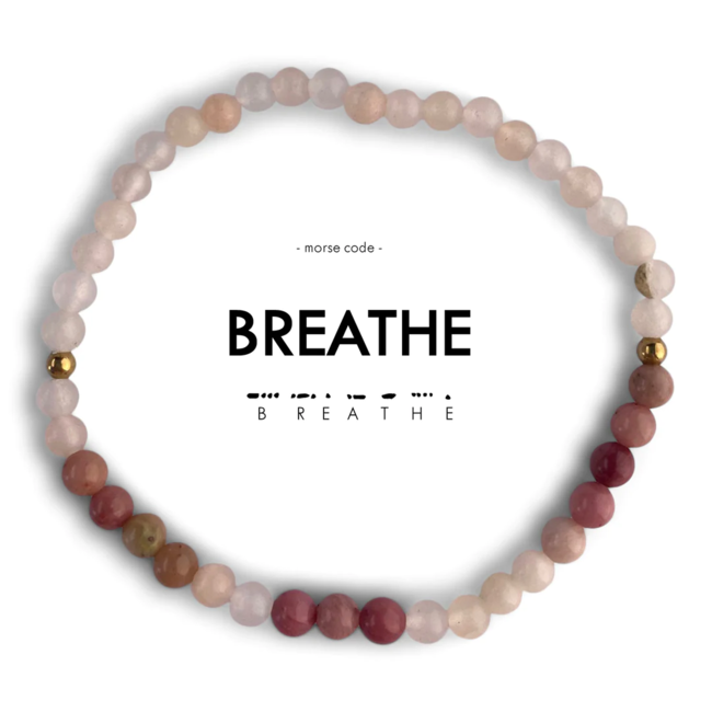 Breathe Morse Code Bracelet - Mauve Quartz & Pink Aventurine