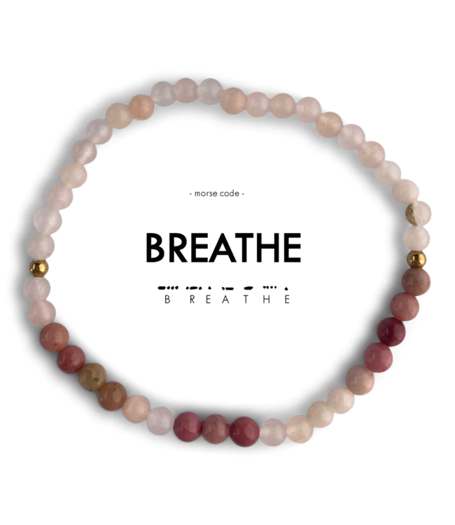 Breathe Morse Code Bracelet - Mauve Quartz & Pink Aventurine