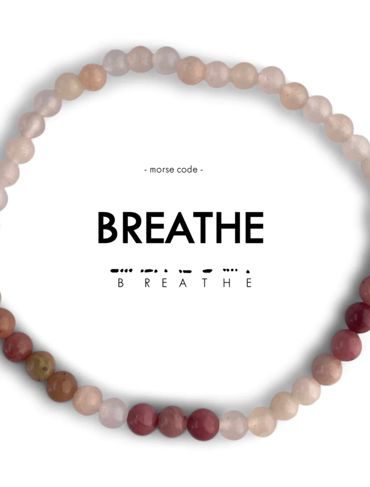 ETHIC GOODS Breathe Morse Code Bracelet - Mauve Quartz & Pink Aventurine